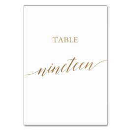 Elegant Gold Calligraphy Table Number Nnegentien Kaart