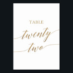 Elegant Gold Calligraphy Table Number Tweeëntwinti Kaart<br><div class="desc">Deze elegante goudkalligrafietabel is 22 tabelnummers perfect voor een eenvoudige bruiloft. Het neutrale ontwerp is voorzien van een minimalistische kaart met romantische en faux gouden folie-typografie. De prints op de voor- en achterzijde van de kaart (dubbelzijdig). Andere tabelnummers in het collectie worden afzonderlijk verkocht. Opmerking: dit ontwerp is niet voorzien...</div>