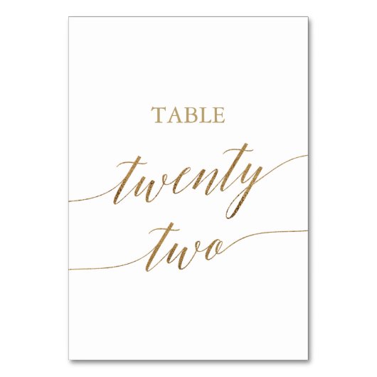 Elegant Gold Calligraphy Table Number Tweeëntwinti Kaart (Achterkant)