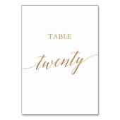 Elegant Gold Calligraphy Table Number Twenty Kaart (Achterkant)