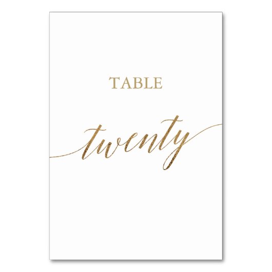 Elegant Gold Calligraphy Table Number Twenty Kaart (Voorkant)
