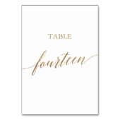 Elegant Gold Calligraphy Table Number Veertien Kaart (Achterkant)