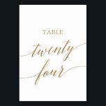 Elegant Gold Calligraphy Table Number vierentwinti Kaart<br><div class="desc">Deze elegante goudkalligrafietabel, vierentwintig tabelnummers, is perfect voor een eenvoudige bruiloft. Het neutrale ontwerp is voorzien van een minimalistische kaart met romantische en faux gouden folie-typografie. De prints op de voor- en achterzijde van de kaart (dubbelzijdig). Andere tabelnummers in het collectie worden afzonderlijk verkocht. Opmerking: dit ontwerp is niet voorzien...</div>