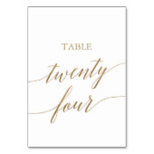 Elegant Gold Calligraphy Table Number vierentwinti Kaart (Achterkant)