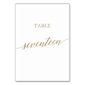 Elegant Gold Calligraphy Table Number zeventien Kaart (Voorkant)