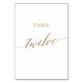 Elegant Gold Calligraphy Table Twaalf Table Number Kaart (Achterkant)