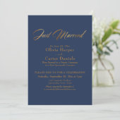 Elegant Gold Calligraphy trouwde net op marine Kaart (Staand voorkant)