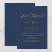 Elegant Gold Calligraphy trouwde net op marine Kaart (Voorkant / Achterkant)