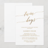 Elegant Gold Calligraphy Twin Boys Baby shower Kaart (Voorkant / Achterkant)
