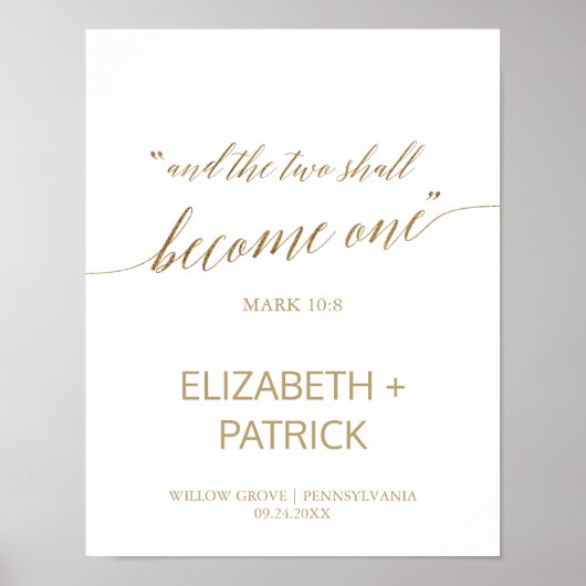 Elegant Gold Calligraphy Two wordt one Welcome Poster (Voorkant)