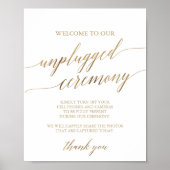 Elegant Gold Calligraphy Unplugged Ceremony Sign Poster (Voorkant)