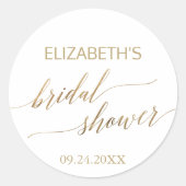 Elegant Gold Calligraphy Vrijgezellenfeest Favor Ronde Sticker (Voorkant)