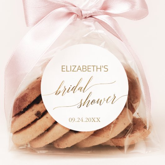 Elegant Gold Calligraphy Vrijgezellenfeest Favor Ronde Sticker