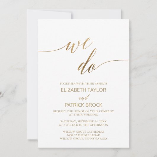 Elegant Gold Calligraphy We wedden Kaart (Voorkant)