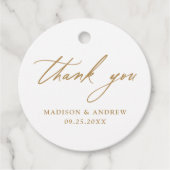 Elegant Gold Calligraphy Weddenschap Hartelijk dan Bedankjes Labels (Voorkant)