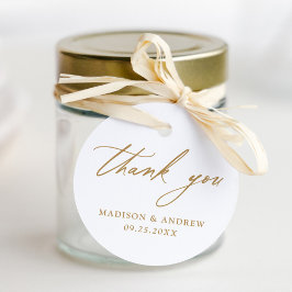 Elegant Gold Calligraphy Weddenschap Hartelijk dan Bedankjes Labels