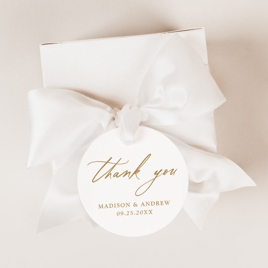Elegant Gold Calligraphy Weddenschap Hartelijk dan Bedankjes Labels