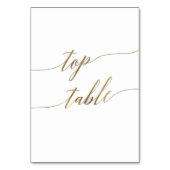 Elegant Gold Calligraphy Weddenschap Top Table Num Kaart (Voorkant)