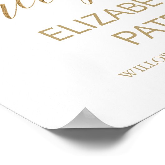 Elegant Gold Calligraphy Weddenschappen Reception  Poster (Hoek)