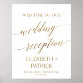 Elegant Gold Calligraphy Weddenschappen Reception  Poster (Voorkant)