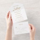 Elegant Gold Calligraphy Wedding All In One Uitnodiging (Afscheurbaar)