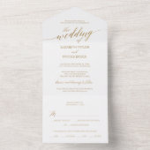 Elegant Gold Calligraphy Wedding All In One Uitnodiging (Binnen)
