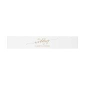 Elegant Gold Calligraphy Wedding Belly Band Uitnodigingen Wikkel (Vlak)