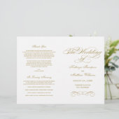 Elegant Gold Calligraphy Wedding Ceremony Programs (Staand voorkant)