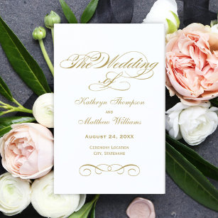 Elegant Gold Calligraphy Wedding Ceremony Programs
