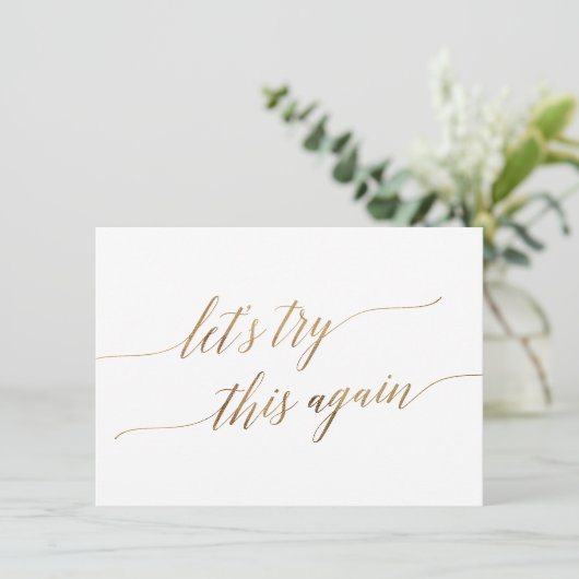 Elegant Gold Calligraphy Wedding Change the Date Kaart (Staand voorkant)
