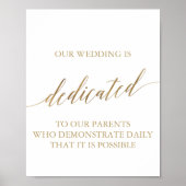 Elegant Gold Calligraphy Wedding Dedication Sign Poster (Voorkant)