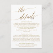 Elegant Gold Calligraphy Wedding Details Kaart (Voorkant)