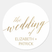 Elegant Gold Calligraphy Wedding Envelope Seals Ronde Sticker (Voorkant)