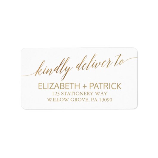 Elegant Gold Calligraphy Wedding Etiket (Voorkant)
