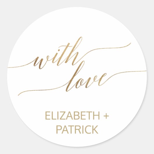 Elegant Gold Calligraphy Wedding Favor Ronde Sticker (Voorkant)