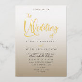 Elegant Gold Calligraphy Wedding Folie Uitnodiging (Voorkant)