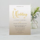 Elegant Gold Calligraphy Wedding Folie Uitnodiging (Staand Voorkant)