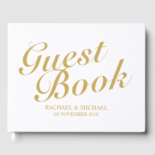 Elegant Gold Calligraphy Wedding Gastenboek (Voorkant)