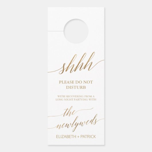 Elegant Gold Calligraphy Wedding Guest Deurhanger (Voorkant)