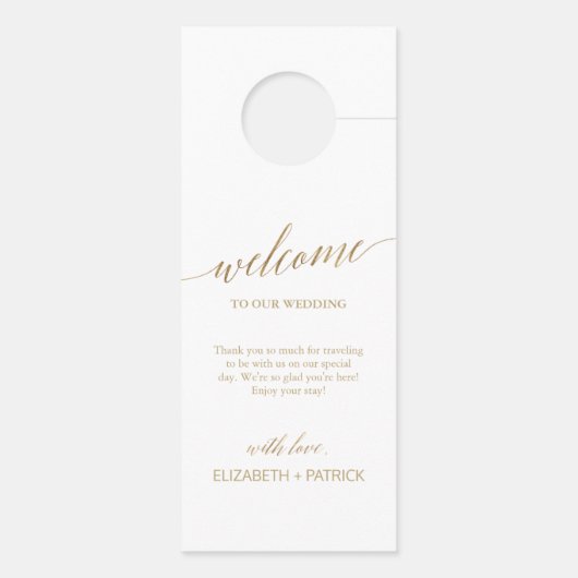 Elegant Gold Calligraphy Wedding Guest Deurhanger (Achterkant)