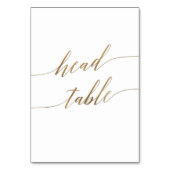 Elegant Gold Calligraphy Wedding Head Table Number Kaart (Voorkant)