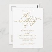 Elegant Gold Calligraphy Wedding Invitation Briefkaart (Voorkant / Achterkant)