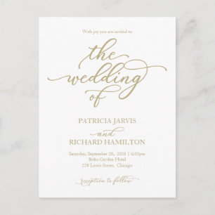 Elegant Gold Calligraphy Wedding Invitation Briefkaart