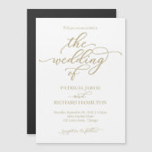 Elegant Gold Calligraphy Wedding Invitation Magnetische Uitnodiging (Voorkant / Achterkant)