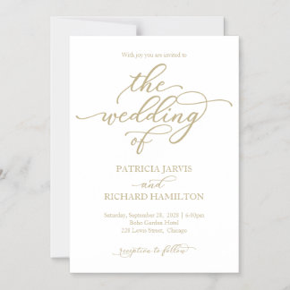 Elegant Gold Calligraphy Wedding Invitation Magnetische Uitnodiging