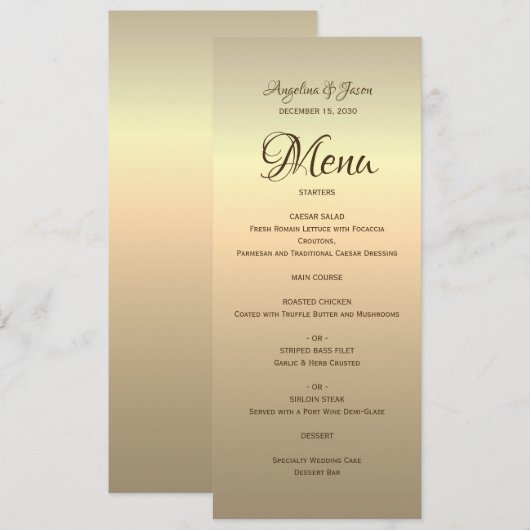 Elegant Gold Calligraphy Wedding Menu (Voorkant / Achterkant)