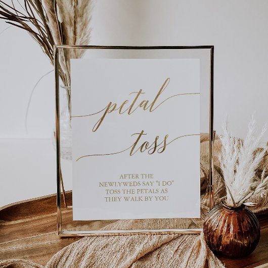 Elegant Gold Calligraphy Wedding Petal Toss Sign Poster