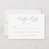 Elegant Gold Calligraphy Wedding RSVP Kaartje (Voorkant)
