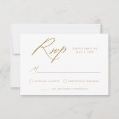 Elegant Gold Calligraphy Wedding RSVP Kaartje (Voorkant)