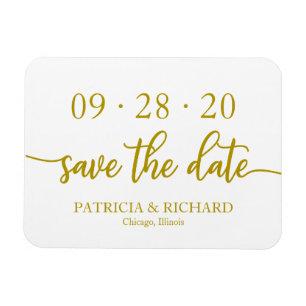 Elegant Gold Calligraphy Wedding Save the Date Magneet